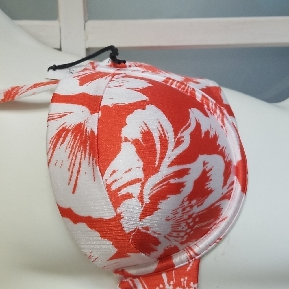 Shade & Shore Bikini Top Floral Orange White — image 7 of 8
